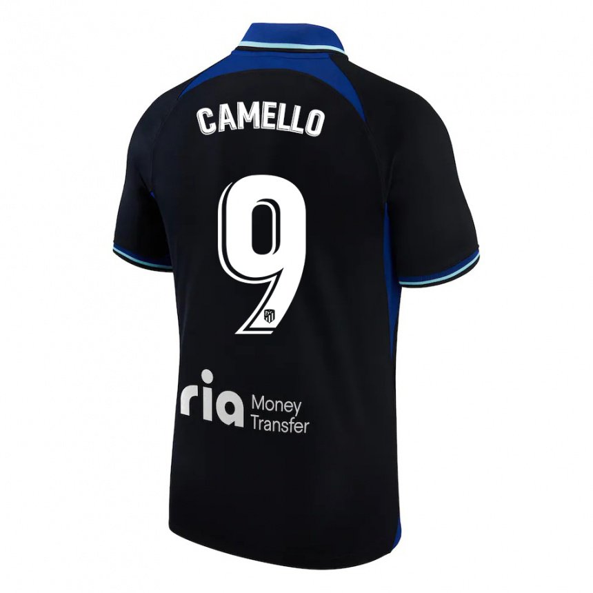 Kinder Sergio Camello #9 Schwarz Weiß Blau Auswärtstrikot Trikot 2022/23 T-shirt Belgien