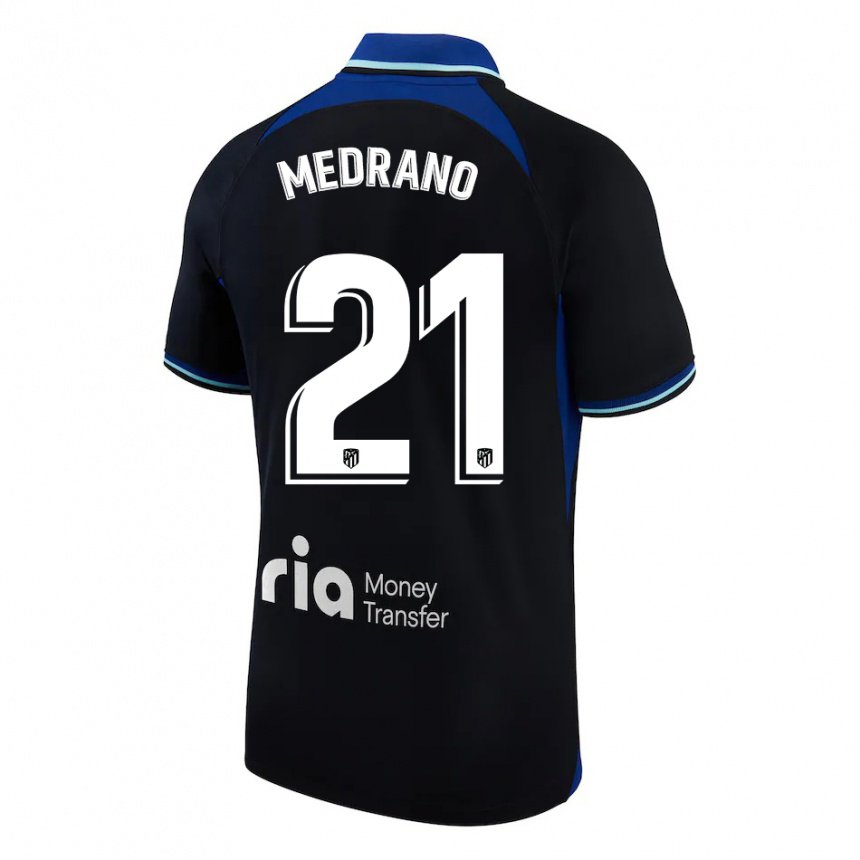 Enfant Maillot Fernando Medrano #21 Noir Blanc Bleu Tenues Extérieur 2022/23 T-shirt Belgique