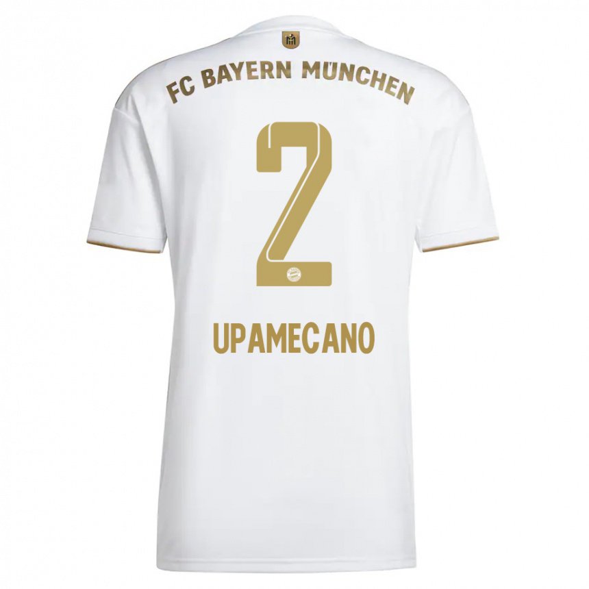 Kinder Dayot Upamecano #2 Weißes Gold Auswärtstrikot Trikot 2022/23 T-shirt Belgien
