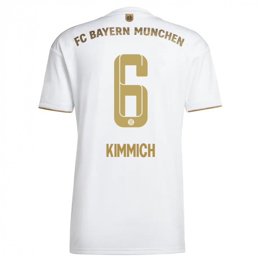 Kinder Joshua Kimmich #6 Weißes Gold Auswärtstrikot Trikot 2022/23 T-shirt Belgien