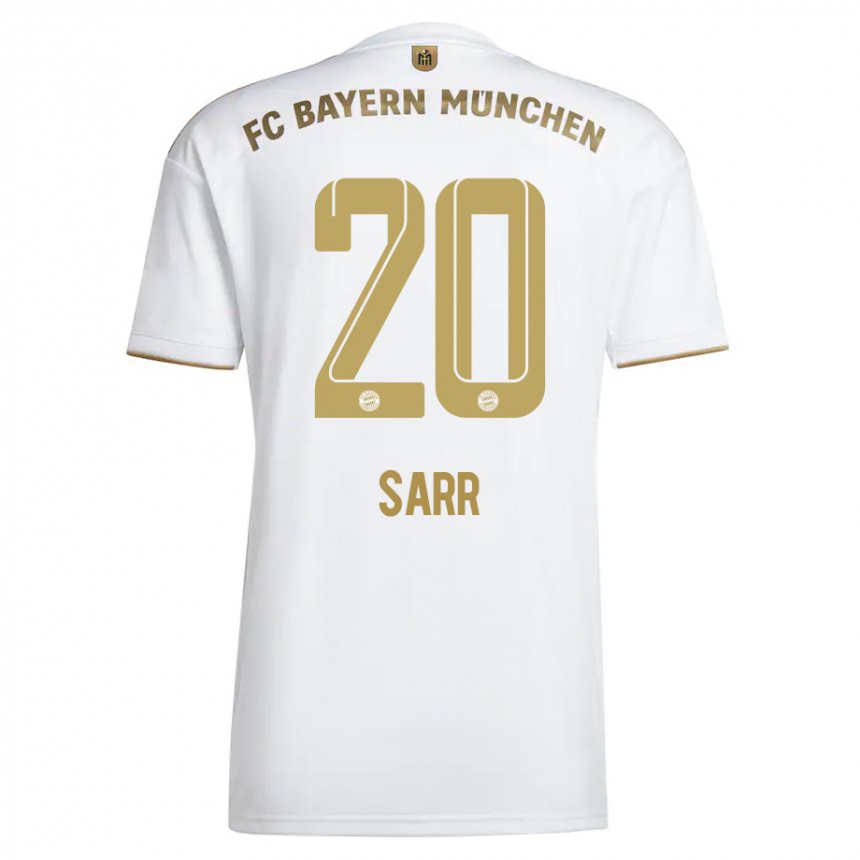 Enfant Maillot Bouna Sarr #20 Blanc Or Tenues Extérieur 2022/23 T-shirt Belgique