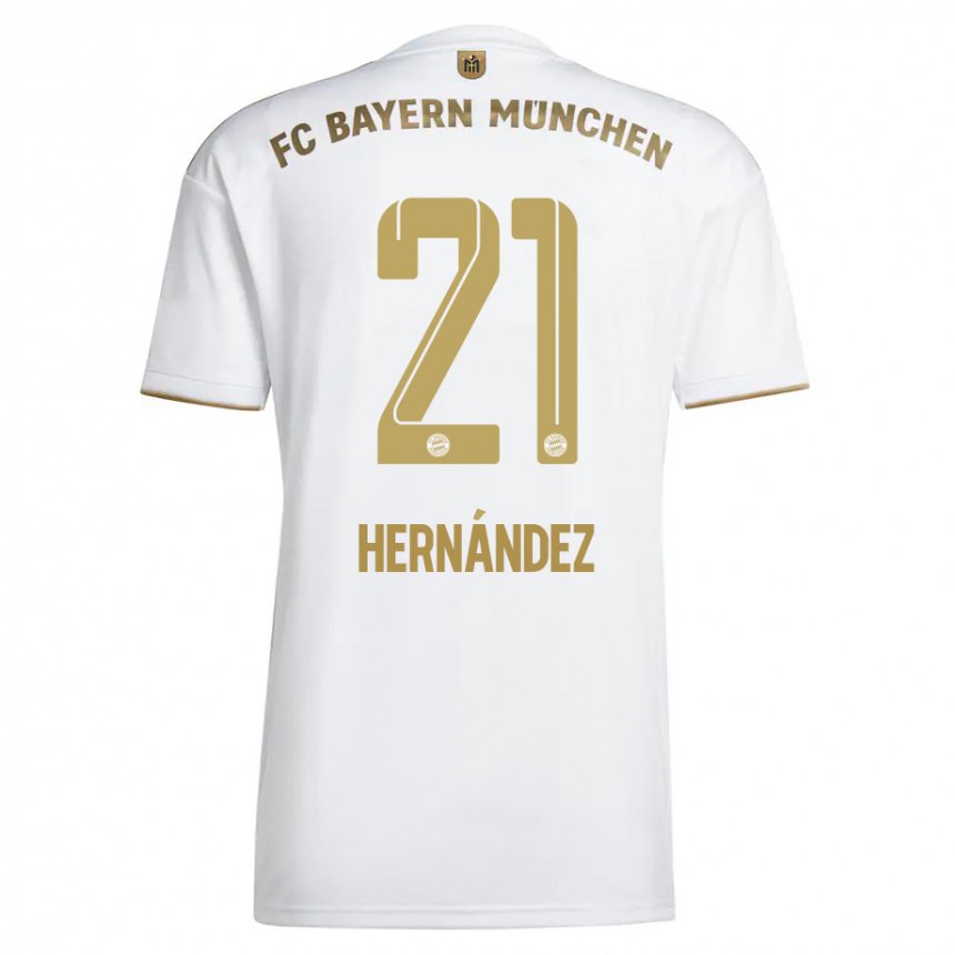 Enfant Maillot Lucas Hernandez #21 Blanc Or Tenues Extérieur 2022/23 T-shirt Belgique