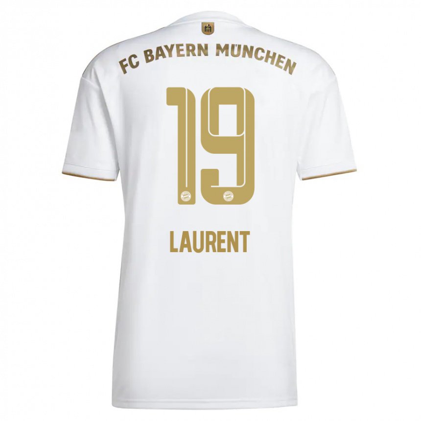 Enfant Maillot Emelyne Laurent #19 Blanc Or Tenues Extérieur 2022/23 T-shirt Belgique