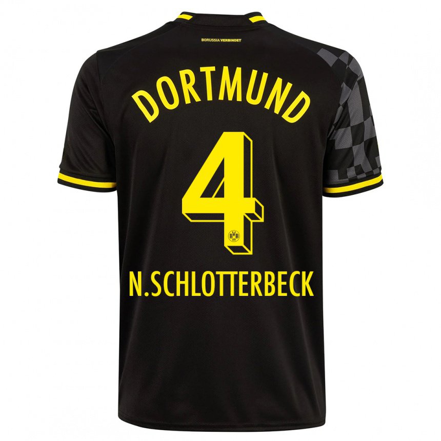 Kinder Nico Schlotterbeck #4 Schwarz Auswärtstrikot Trikot 2022/23 T-shirt Belgien