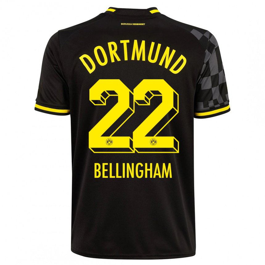 Enfant Maillot Jude Bellingham #22 Noir Tenues Extérieur 2022/23 T-shirt Belgique