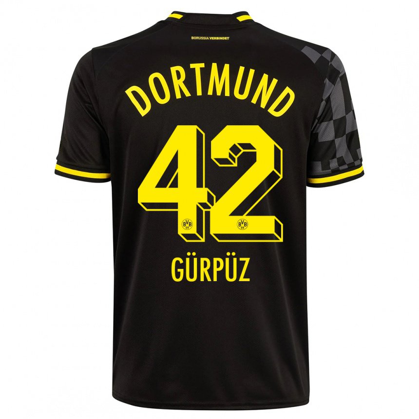 Kinder Goktan Gurpuz #42 Schwarz Auswärtstrikot Trikot 2022/23 T-shirt Belgien