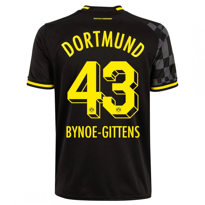 Kinder Jamie Bynoe-gittens #43 Schwarz Auswärtstrikot Trikot 2022/23 T-shirt Belgien