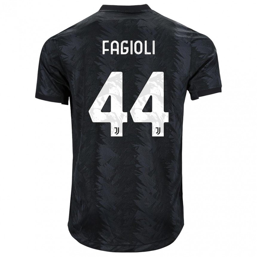 Kinder Nicolo Fagioli #44 Dunkles Schwarz Auswärtstrikot Trikot 2022/23 T-shirt Belgien