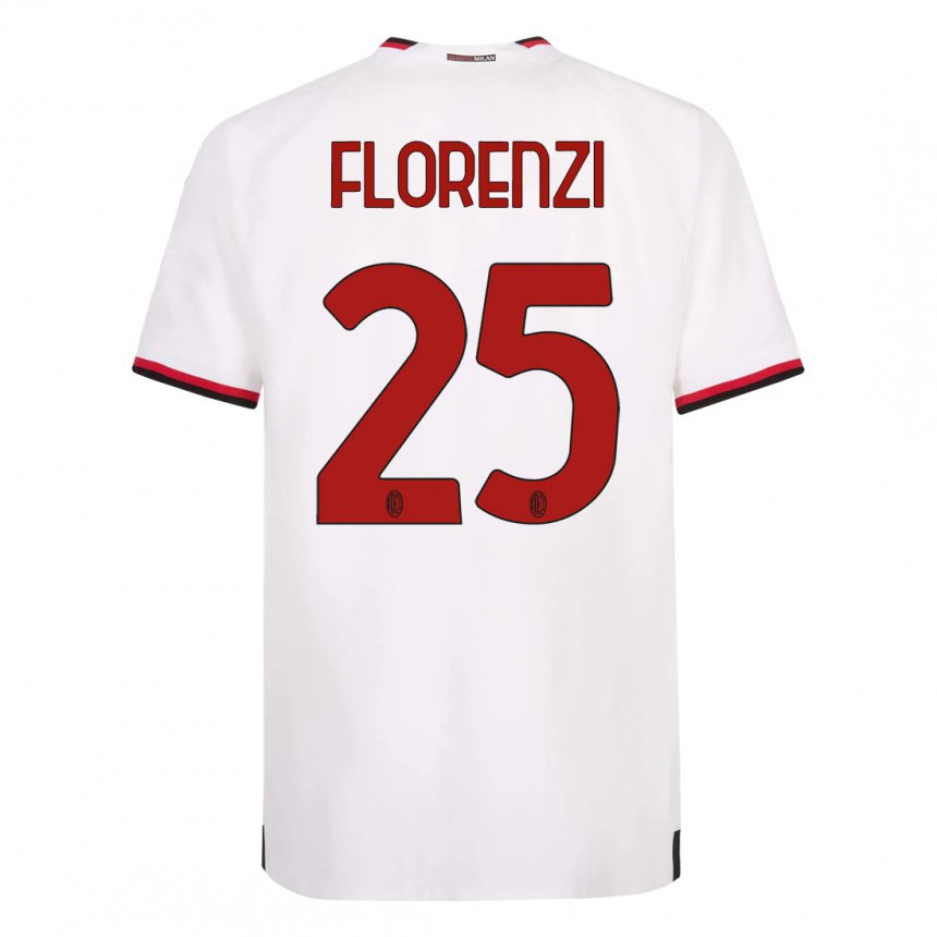 Enfant Maillot Alessandro Florenzi #25 Blanc Rouge Tenues Extérieur 2022/23 T-shirt Belgique