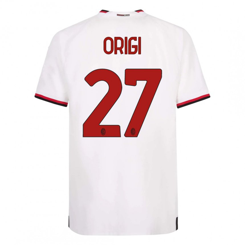 Enfant Maillot Divock Origi #27 Blanc Rouge Tenues Extérieur 2022/23 T-shirt Belgique