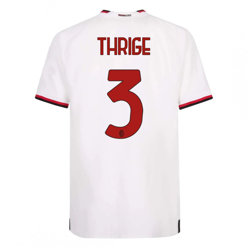 Enfant Maillot Sara Thrige #3 Blanc Rouge Tenues Extérieur 2022/23 T-shirt Belgique