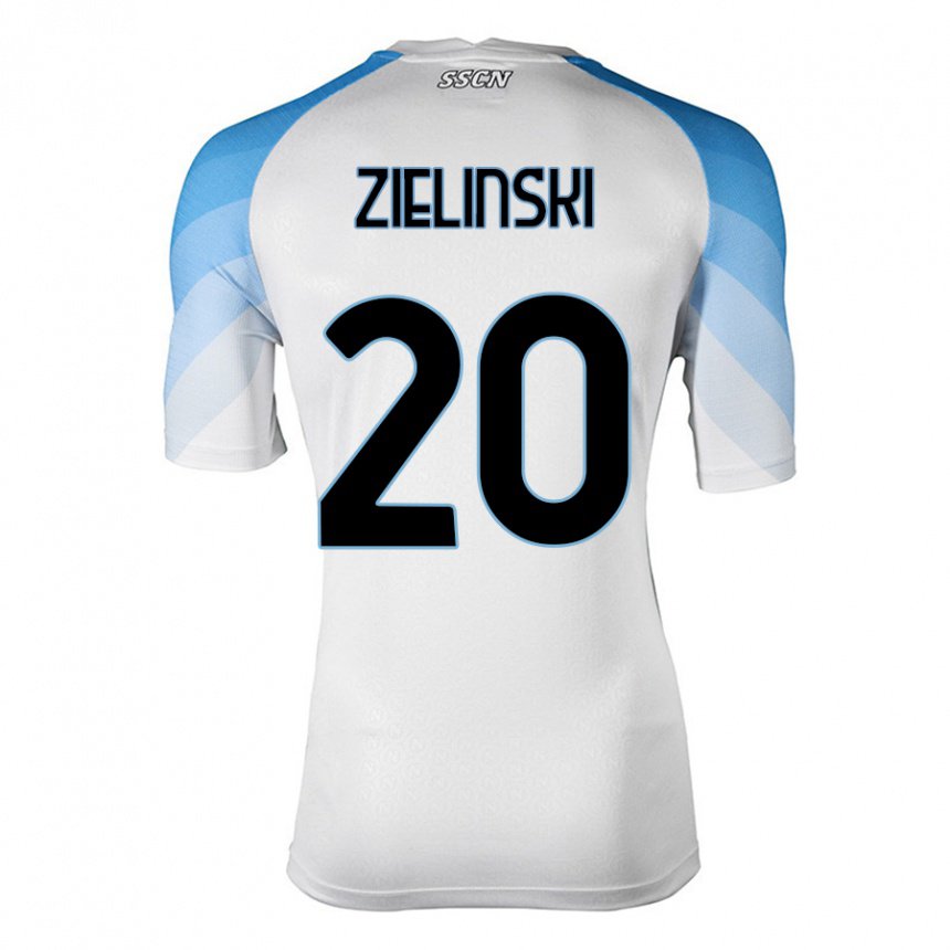 Enfant Maillot Piotr Zielinski #20 Blanc Bleu Ciel Tenues Extérieur 2022/23 T-shirt Belgique