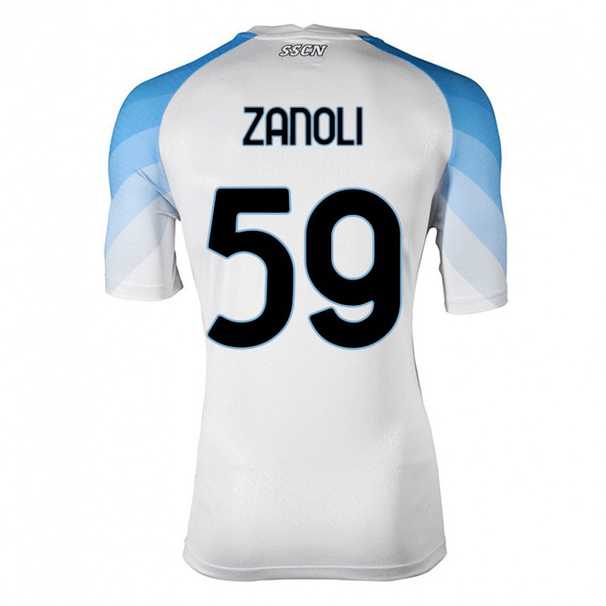 Kinder Alessandro Zanoli #59 Weiß Himmelblau Auswärtstrikot Trikot 2022/23 T-shirt Belgien