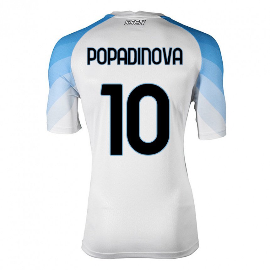Kinder Evdokiya Popadinova #10 Weiß Himmelblau Auswärtstrikot Trikot 2022/23 T-shirt Belgien