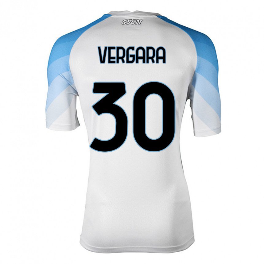 Enfant Maillot Antonio Vergara #30 Blanc Bleu Ciel Tenues Extérieur 2022/23 T-shirt Belgique