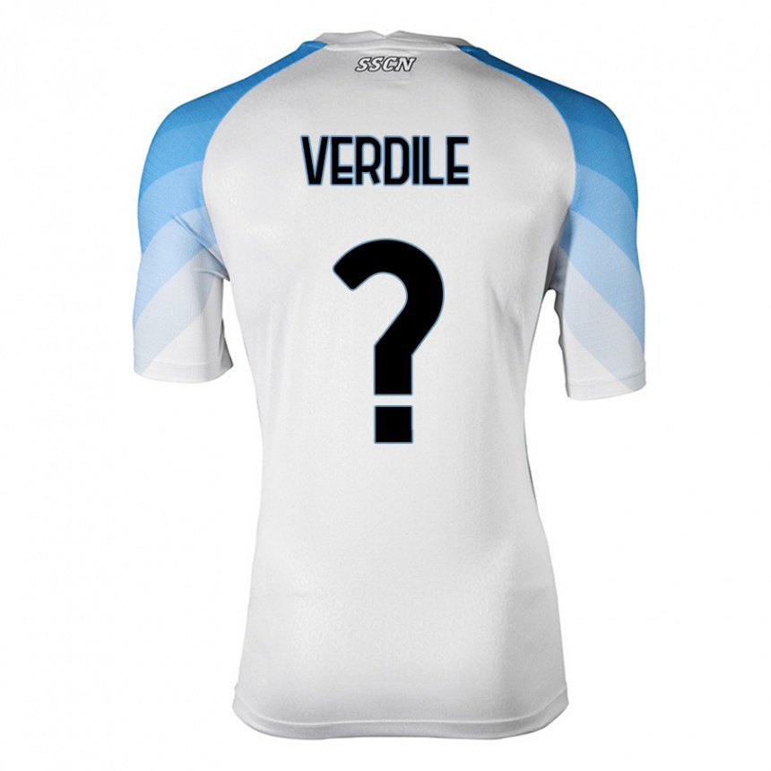 Enfant Maillot Domenico Verdile #0 Blanc Bleu Ciel Tenues Extérieur 2022/23 T-shirt Belgique
