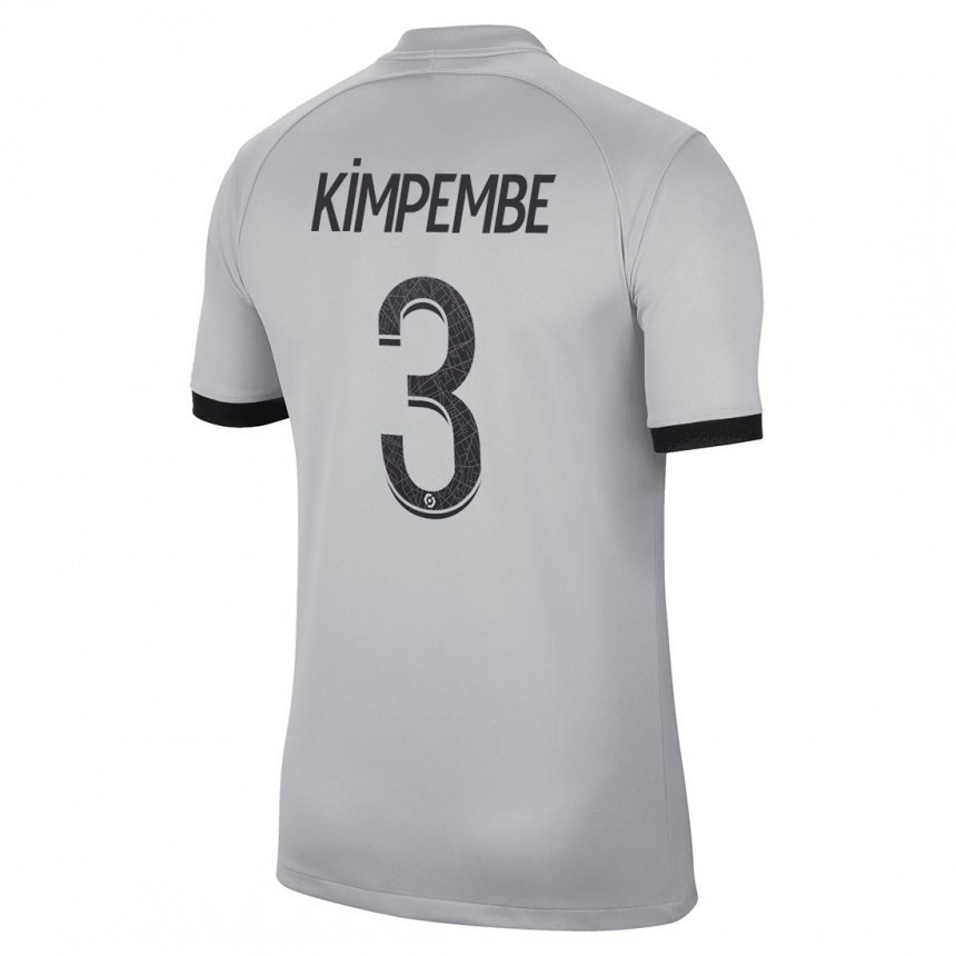 Enfant Maillot Presnel Kimpembe #3 Gris Tenues Extérieur 2022/23 T-shirt Belgique