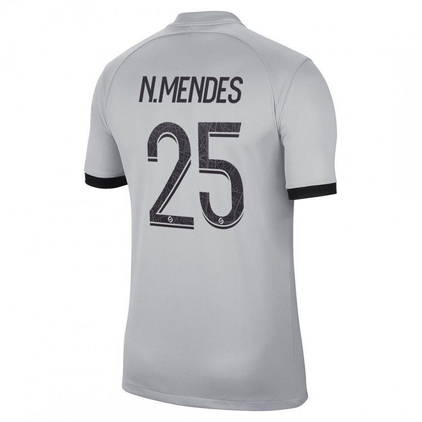 Kinder Nuno Mendes #25 Grau Auswärtstrikot Trikot 2022/23 T-shirt Belgien