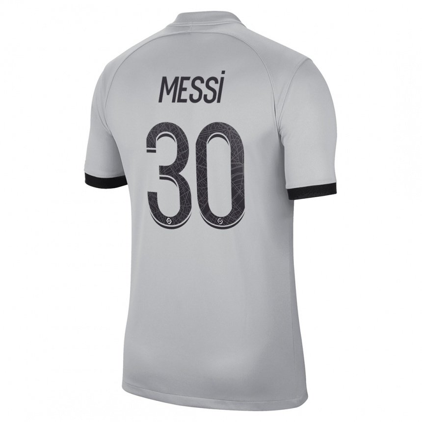 Enfant Maillot Lionel Messi #30 Gris Tenues Extérieur 2022/23 T-shirt Belgique