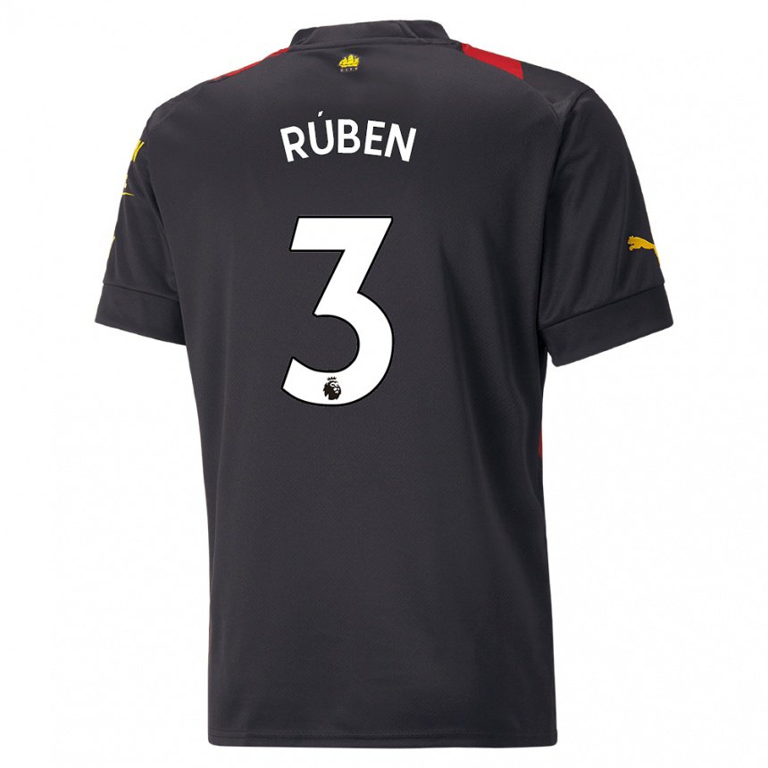 Enfant Maillot Ruben Dias #3 Noir Rouge Tenues Extérieur 2022/23 T-shirt Belgique