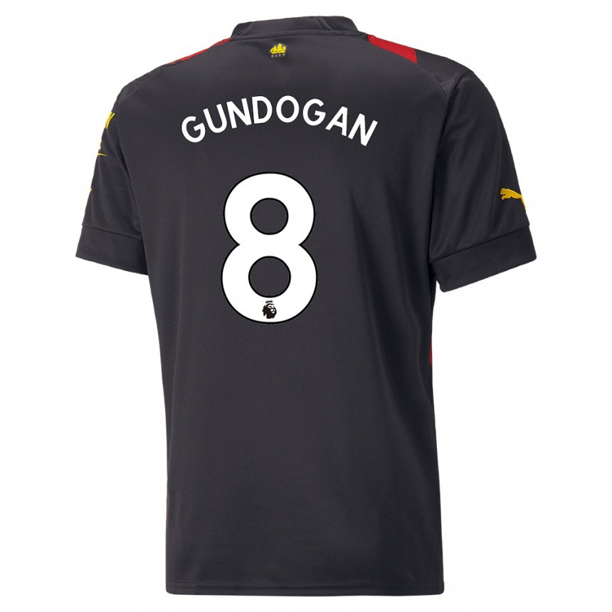 Enfant Maillot Ilkay Gundogan #8 Noir Rouge Tenues Extérieur 2022/23 T-shirt Belgique