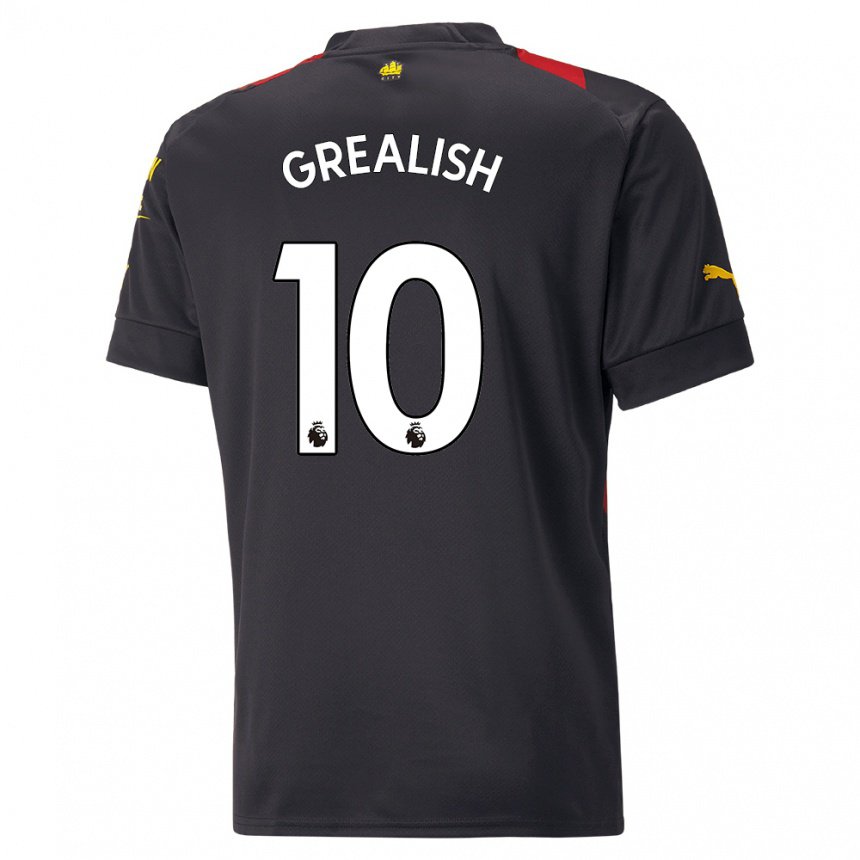 Enfant Maillot Jack Grealish #10 Noir Rouge Tenues Extérieur 2022/23 T-shirt Belgique