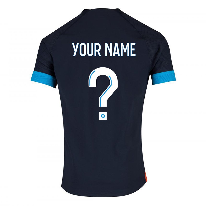 Enfant Maillot Votre Nom #0 Olympique Noir Tenues Extérieur 2022/23 T-shirt Belgique