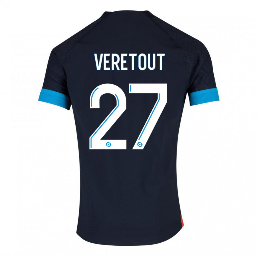 Enfant Maillot Jordan Veretout #27 Olympique Noir Tenues Extérieur 2022/23 T-shirt Belgique