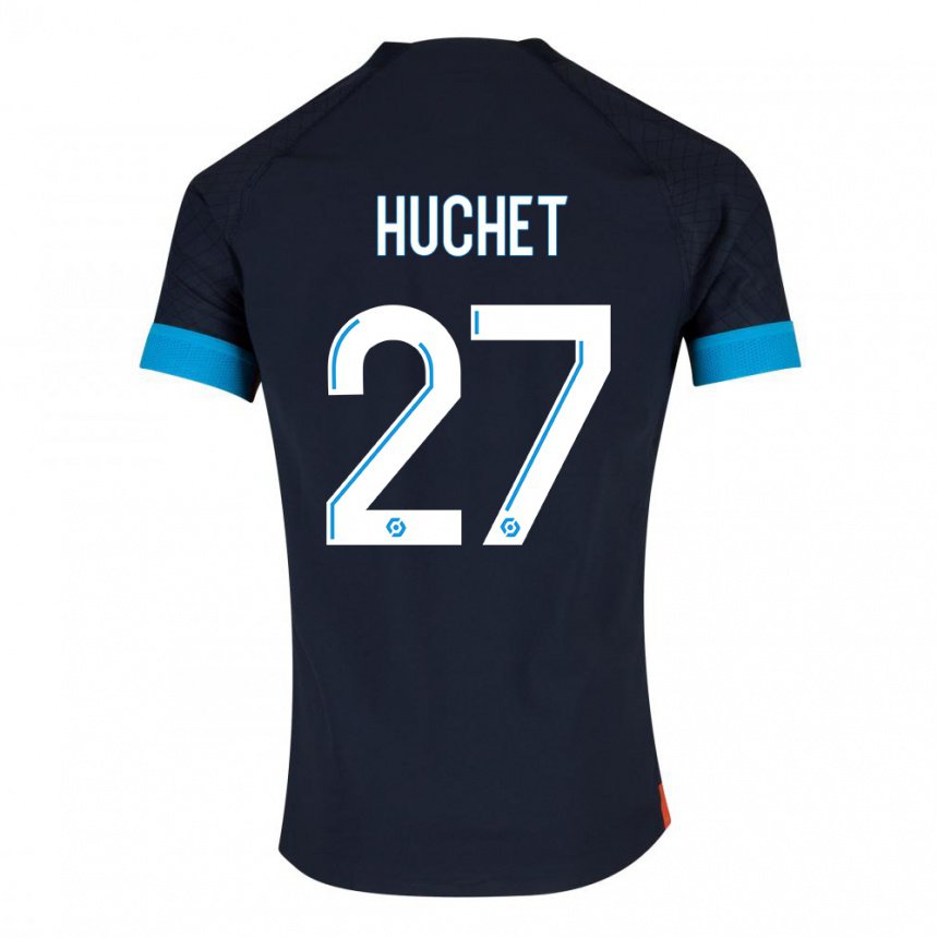 Enfant Maillot Sarah Huchet #27 Olympique Noir Tenues Extérieur 2022/23 T-shirt Belgique