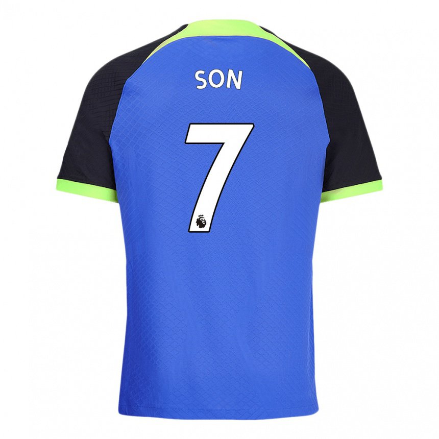 Kinder Heung-min Son #7 Blau Grün Auswärtstrikot Trikot 2022/23 T-shirt Belgien