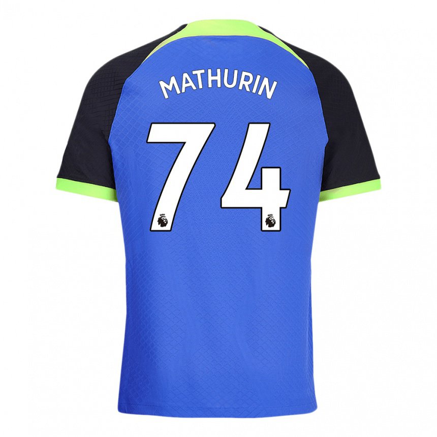 Kinder Roshaun Mathurin #74 Blau Grün Auswärtstrikot Trikot 2022/23 T-shirt Belgien