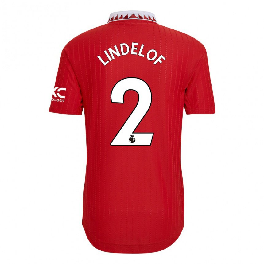 Homme Maillot Victor Lindelof #2 Rouge Tenues Domicile 2022/23 T-shirt Belgique