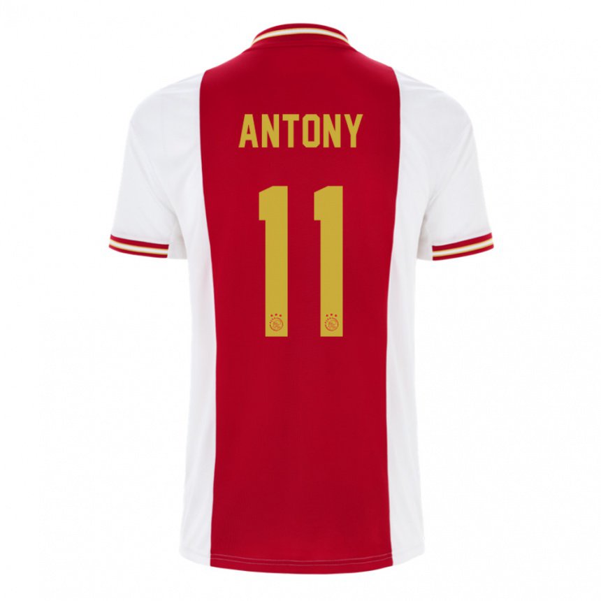 Homme Maillot Antony #11 Rouge Foncé Blanc Tenues Domicile 2022/23 T-shirt Belgique