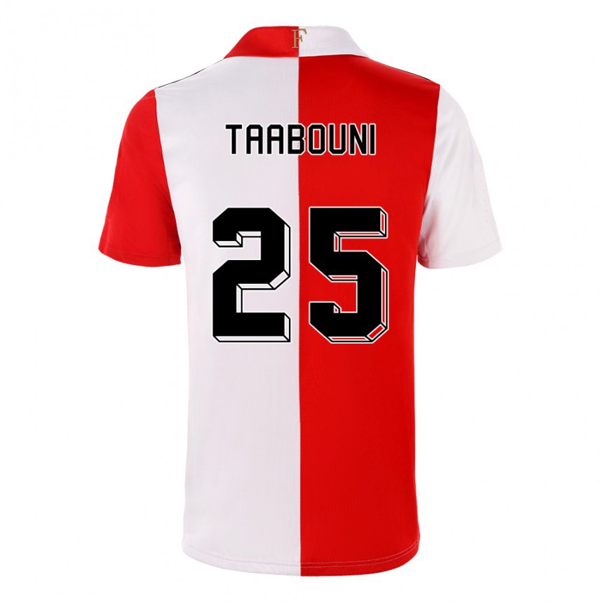 Homme Maillot Mohamed Taabouni #25 Piment Blanc Tenues Domicile 2022/23 T-shirt Belgique