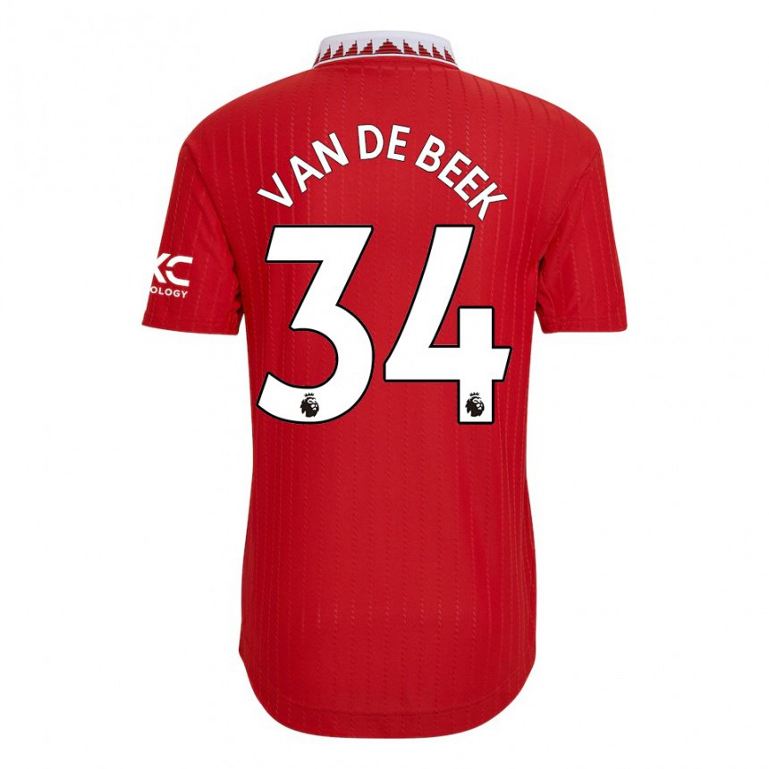 Homme Maillot Donny Van De Beek #34 Rouge Tenues Domicile 2022/23 T-shirt Belgique