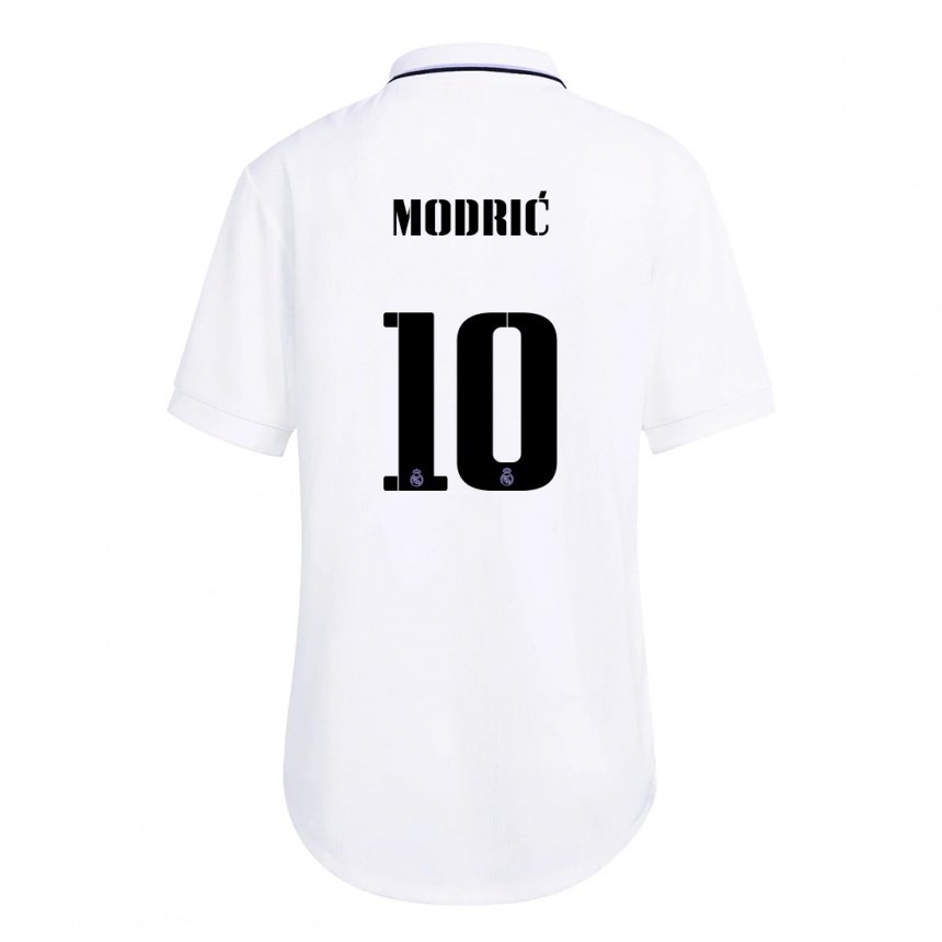 Homme Maillot Luka Modric #10 Blanc Violet Tenues Domicile 2022/23 T-shirt Belgique