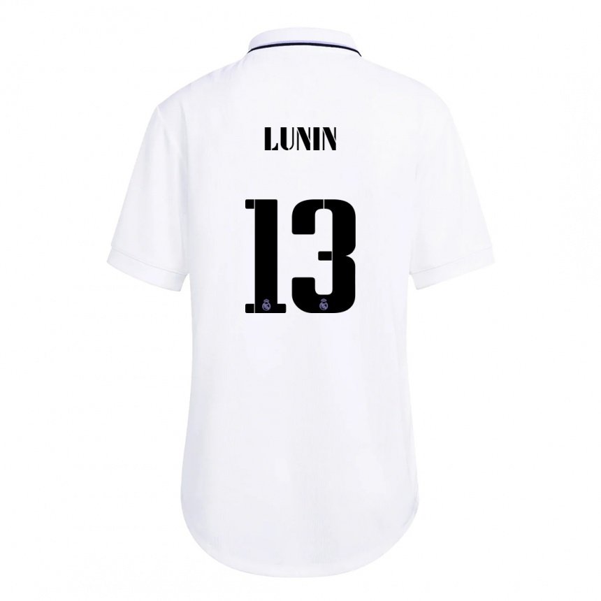Herren Andriy Lunin #13 Weiß Lila Heimtrikot Trikot 2022/23 T-shirt Belgien