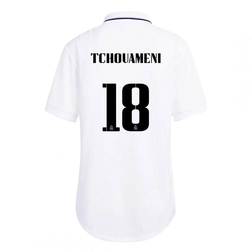 Herren Aurelien Tchouameni #18 Weiß Lila Heimtrikot Trikot 2022/23 T-shirt Belgien