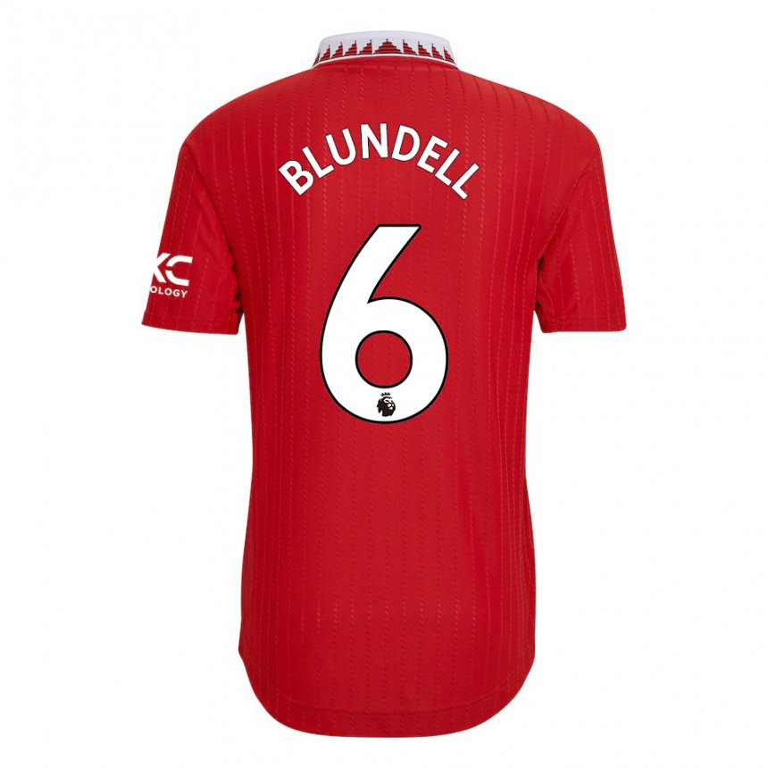 Homme Maillot Hannah Blundell #6 Rouge Tenues Domicile 2022/23 T-shirt Belgique