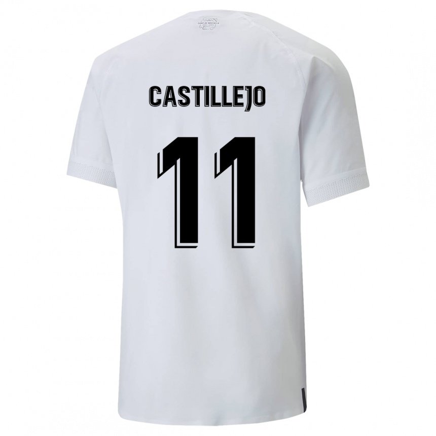 Homme Maillot Samu Castillejo #11 Blanc Crémeux Tenues Domicile 2022/23 T-shirt Belgique