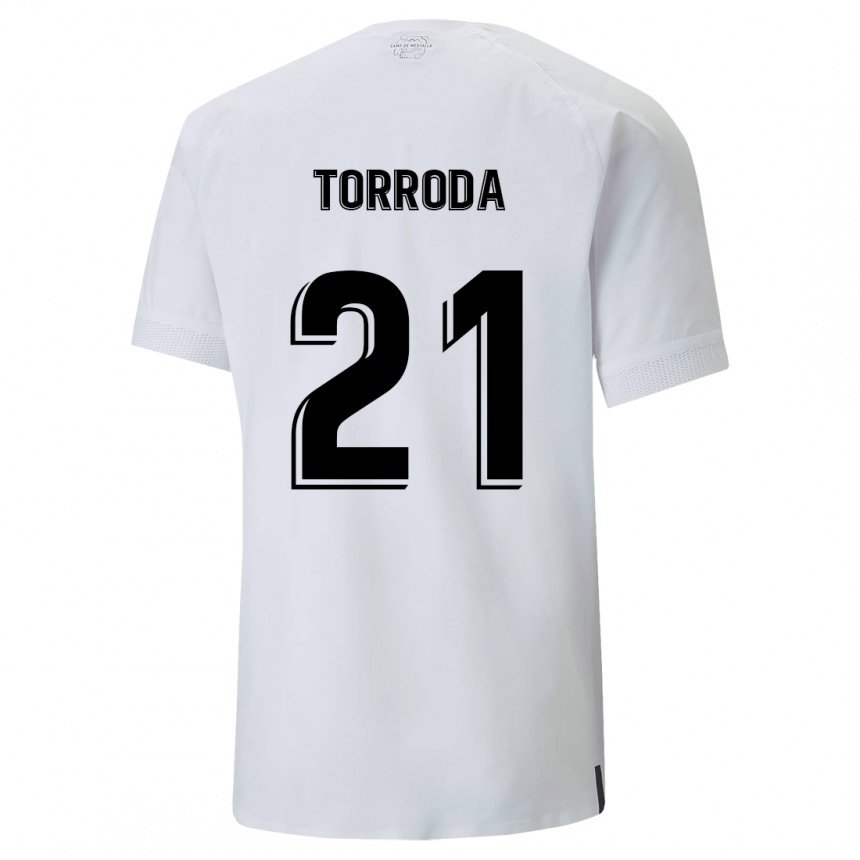Homme Maillot Anna Torroda #21 Blanc Crémeux Tenues Domicile 2022/23 T-shirt Belgique