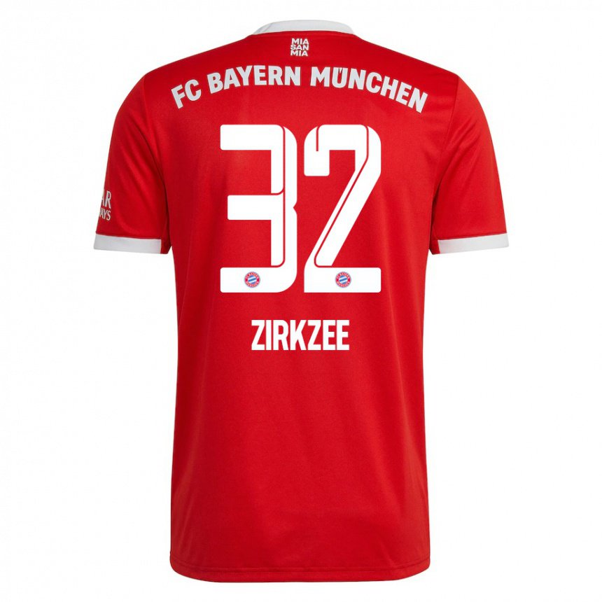 Homme Maillot Joshua Zirkzee #32 Neon Rouge Blanc Tenues Domicile 2022/23 T-shirt Belgique