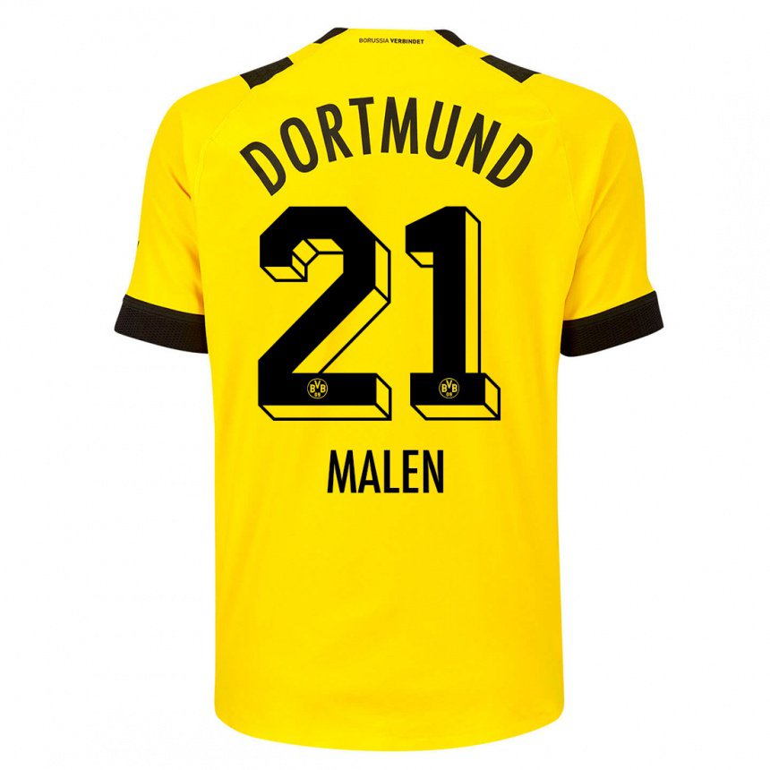 Herren Donyell Malen #21 Gelb Heimtrikot Trikot 2022/23 T-shirt Belgien