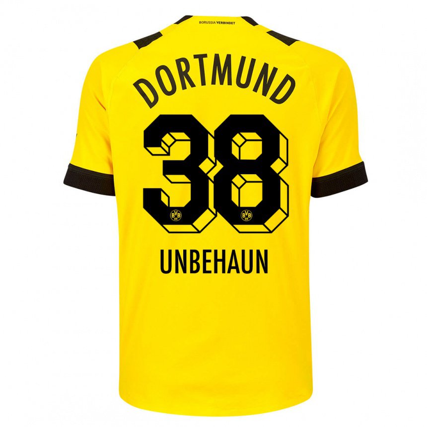 Herren Luca Unbehaun #38 Gelb Heimtrikot Trikot 2022/23 T-shirt Belgien