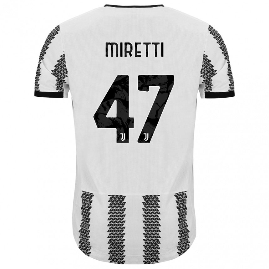 Homme Maillot Fabio Miretti #47 Blanc Noir Tenues Domicile 2022/23 T-shirt Belgique