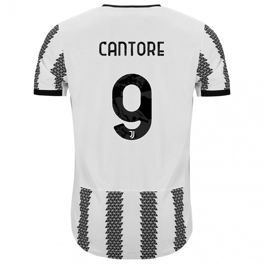 Homme Maillot Sofia Cantore #9 Blanc Noir Tenues Domicile 2022/23 T-shirt Belgique