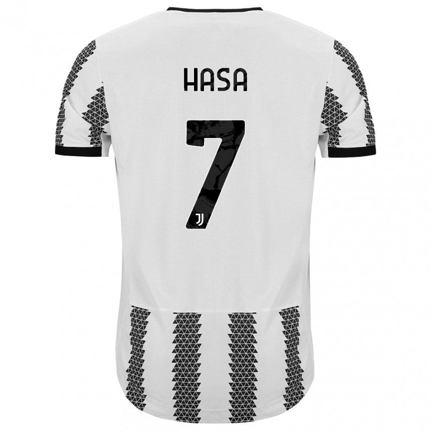 Herren Luis Hasa #7 Weiß Schwarz Heimtrikot Trikot 2022/23 T-shirt Belgien