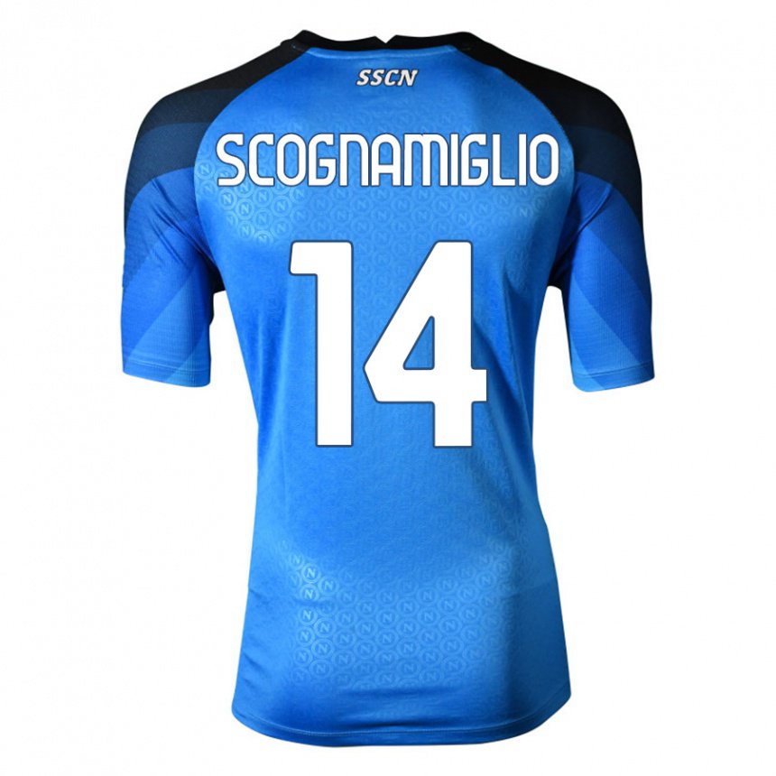Herren Fabio Scognamiglio #14 Dunkelblau Grau Heimtrikot Trikot 2022/23 T-shirt Belgien