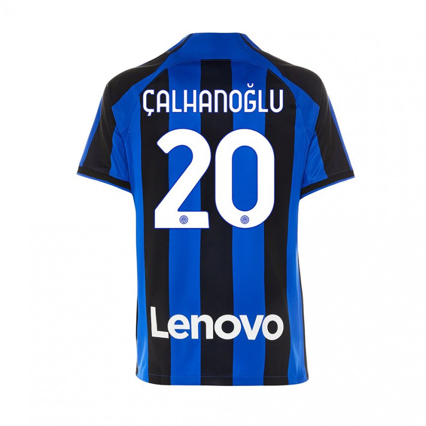Homme Maillot Hakan Calhanoglu #20 Bleu Royal Noir Tenues Domicile 2022/23 T-shirt Belgique