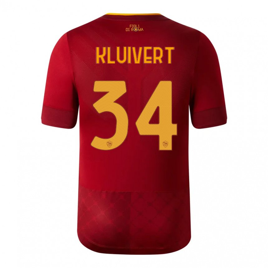 Homme Maillot Justin Kluivert #34 Brun Rouge Tenues Domicile 2022/23 T-shirt Belgique